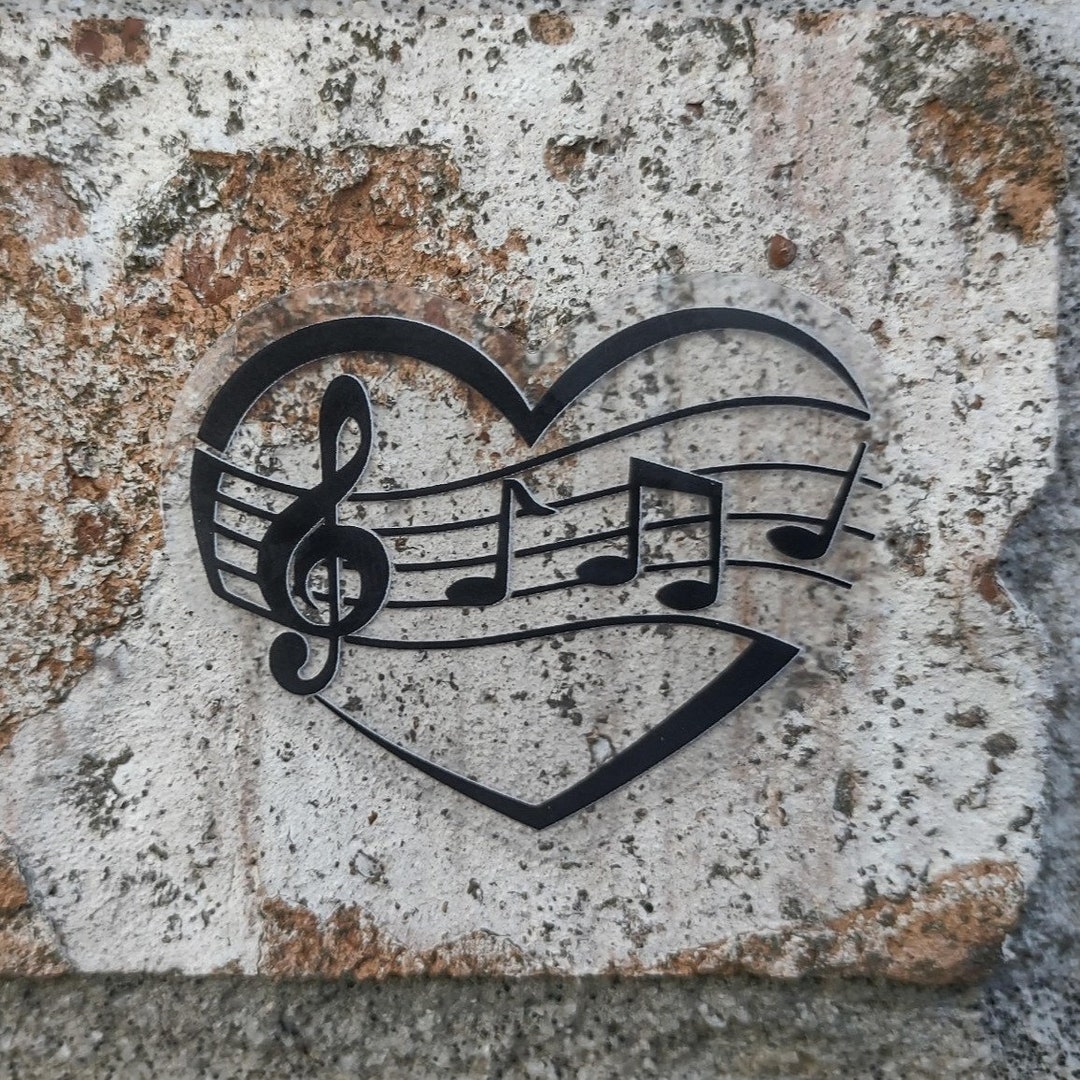 Heart Musical Notes Clear Vinyl Sticker - Treble Clef Heart Decal ...