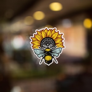 Bee Sunflower Sticker Honeybee Vinyl Decal