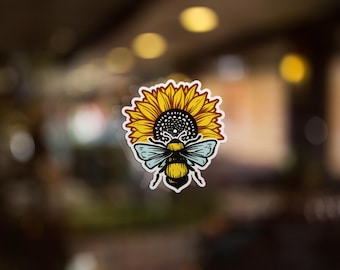 Sunflower and Honeybee Sticker - Perfect Gift for Beekeepers or Sunflower Lovers