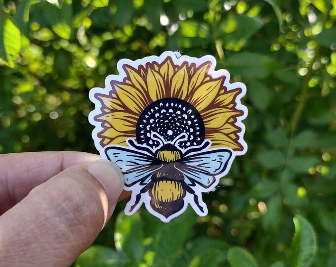 Sunflower and Honeybee Sticker - Perfect Gift for Beekeepers or Sunflower Lovers