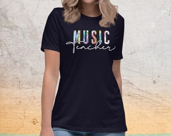 Music Teacher Shirt Music Shirt Music Teacher Gift Teacher of Music Shirt Piano Teacher Gift Guitar Teacher Gift Music Women's Relaxed Shirt