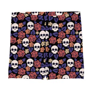 Skull and Roses Workout Shorts | Gothic Floral Activewear for Gym, Yoga, Running & Fitness | Soft Stretch High-Performance Shorts
