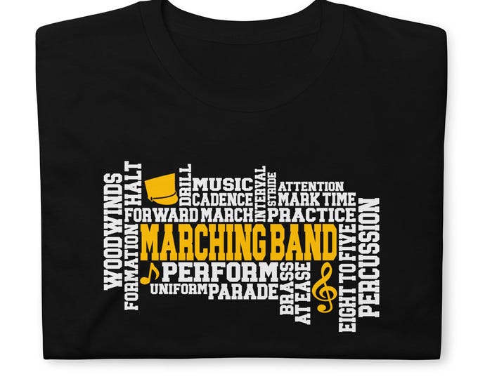 Marching Band Word Cloud T-Shirt – Band Student Music Shirt, Marching Band Uniform Tee for Rehearsals and Performances