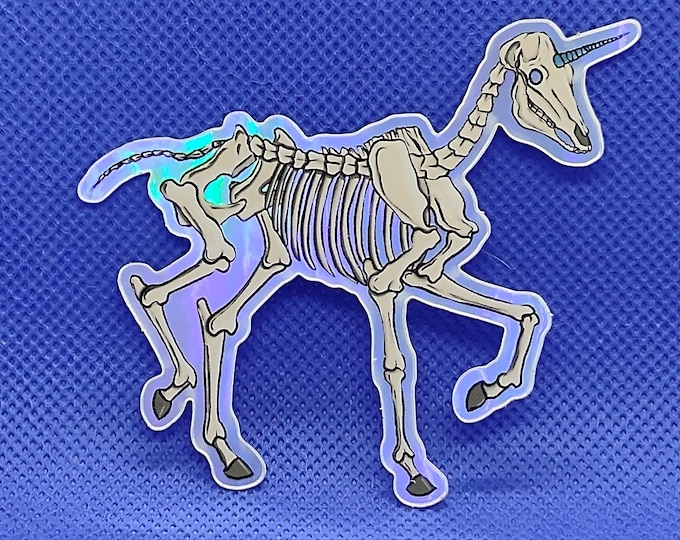 Creepy Skeleton Unicorn Sticker -Mythical Creature Decal - Skeleton Art - Unicorn Gift