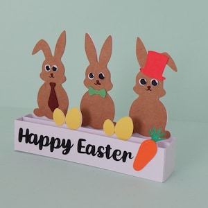 Carte pop-up 3D de lapin de Pâques SVG, carte pop-up de lapin de Pâques, fichier coupé de lapin de Pâques, cadeau de Pâques, fichier de coupe de carte SVG Papercut 3D, Cricut