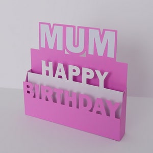 Mum birthday card svg, Mum 3D card svg, Happy Birthday 3D card, Pop Up 3D Card, SVG file, Digital cutting file, Handmade Pop Up Card