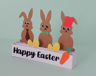 Carte pop-up 3D de lapin de Pâques SVG, carte pop-up de lapin de Pâques, fichier coupé de lapin de Pâques, cadeau de Pâques, fichier de coupe de carte SVG Papercut 3D, Cricut