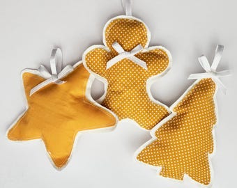 DIY Fabric Christmas ornaments, Gingerbread man ornament, Christmas tree ornament, Star ornament, PDF sewing pattern, digital download