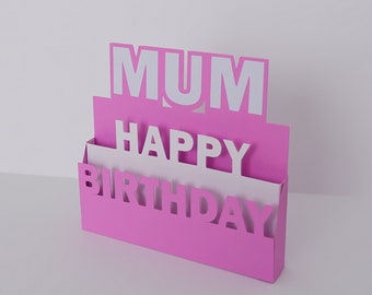 Mum birthday card svg, Mum 3D card svg, Happy Birthday 3D card, Pop Up 3D Card, SVG file, Digital cutting file, Handmade Pop Up Card