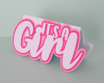 It's a girl card SVG, Welcome little one card, New Baby Greeting Card, Cute Baby girl card SVG, Baby shower card, instant download