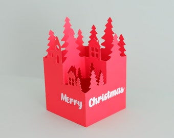 Christmas 3D card SVG, Happy holidays card, Christmas card, Christmas SVG file, DIY Christmas card, Merry Christmas, paper cutting