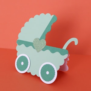 Baby Landau Card SVG, Carte de douche de bébé SVG, Modèle de carte Baby Landau, Carte de poussette, Carte de baptême, Cricut, Silhouette, téléchargement instantané