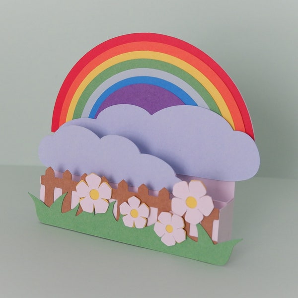 Rainbow 3D card SVG, Rainbow Pop up card SVG, Rainbow greeting card, Cricut, Silhouette, Instant download