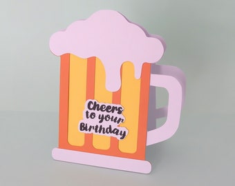 Beer Shaped Card SVG Cutting File, Beer mug card, Father's day card, Card SVG Template, Birthday card, Cricut, Silhouette