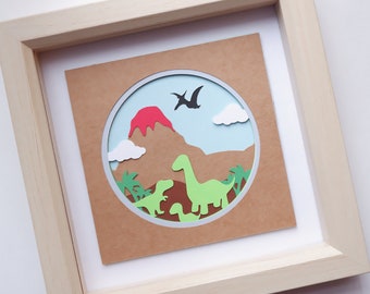 Dinosaur Shadow Box, Dinosaur - for cricut, for silhouette, paper cut box template, layered paper art template, SVG, DXF, EPS