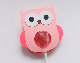 Soporte para piruletas con forma de búho (SVG), Soporte para piruletas con forma de búho, Paquete de soportes para bombones, Archivos SVG para soportes de piruletas, Regalo para niños, Manualidades para niños, SVG para Cricut