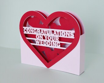 Wedding 3D Greeting Card SVG, Congratulations wedding 3D card SVG, for Newlyweds, Wedding pop up card, Cricut, Silhouette, instant download