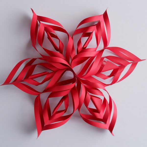 Ornement de Noël étoile en papier 3D SVG, modèle d'étoile en papier SVG, décoration de Noël, décoration à la maison, étoile en papier 3D, fichier de coupe