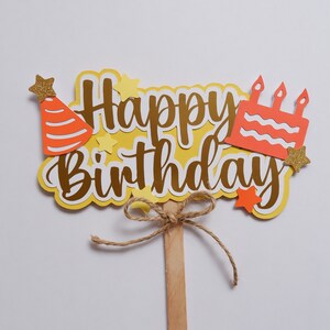 Layered Happy Birthday Cake Topper SVG, birthday cake, birthday hat, for Cricut, for Silhouette instant download