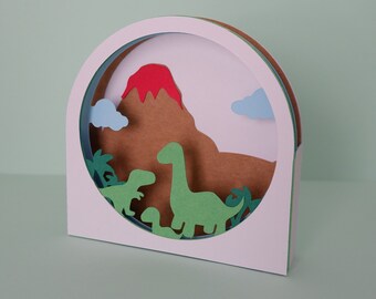 Dinosaur 3D card SVG, Dinosaur Pop up card SVG, Dinosaur greeting card, Cricut, Silhouette, cutting file, Instant download