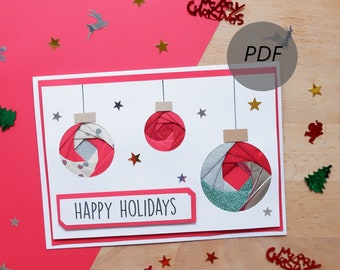 Décorations de Noël motif de pliage iris, motif de pliage iris en format PDF, modèle de fabrication de cartes, créations manuelles pour débutants, téléchargement immédiat