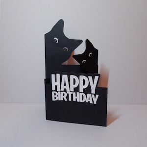 Carte pop-up CHAT 3D, carte chat svg, carte pour amoureux des chats, fichier 3D Papercut svg carte coupe, carte d'anniversaire pop-up, fichier Cricut SVG, travaux manuels pour enfants