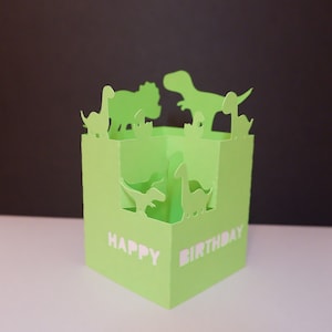 Cartão pop-up 3D de dinossauro, cartão svg de DINOSSAURO, arquivo de corte de cartão SVG de papel recortado 3D, cartão de aniversário pop-up, arquivo SVG Cricut, artesanato infantil, festa infantil