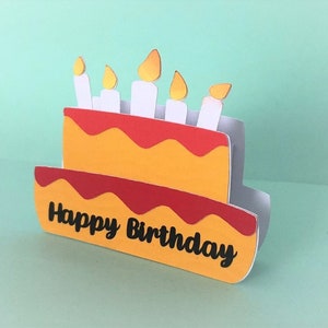 Happy Birthday Cake 3D card, Pop Up 3D Card, SVG file, Digital cutting file, Handmade Pop Up Card, instant download
