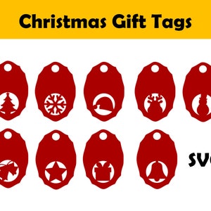 Set of 9 Christmas Gift Tags SVG, Christmas Gift Labels, Hanging Tags, Xmas Gift tags, Paper Tags, Holiday gift tags, Digital Download