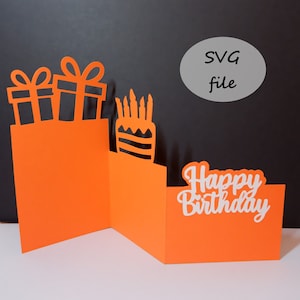 3D-verjaardagskaart, 3D-pop-upkaart, SVG-bestand, digitaal snijbestand, handgemaakte pop-upkaart, instant download