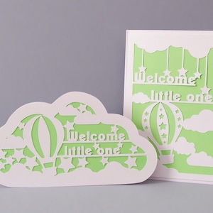 Ensemble de 2 nouvelles cartes bébé SVG, carte de bienvenue petit-enfant, nouvelle carte de vœux pour bébé, carte de félicitations pour bébé, carte de nouvelle arrivée, fichier SVG