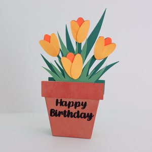 Flowers pop up card svg, Pop Up 3D Card Birthday, Thank you, Get well soon, Mother's day, 3D Flowers in Jar Pop Up Card, Teacher Card SVG