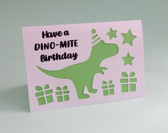 Happy Birthday Dinosaur card, SVG file, Digital cutting file, Handmade Dinosaur Card, cute card, Children's Birthday Card, instant download