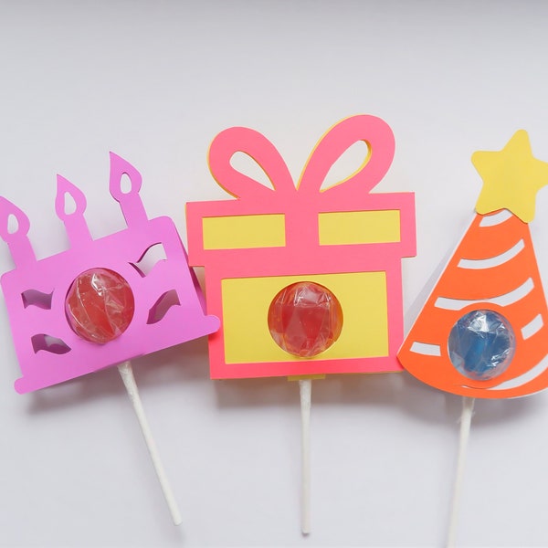 Birthday Lollipop Holder svg, Birthday party lollipop holder, Chocolate Holder Bundle, sucker holder svg, kids party, kids crafts Cricut svg