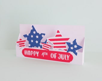 4th of July card svg, Fourth of July card, 3D 4th of July card,  Cricut SVG, Happy 4th Of July Card, Patriotic card, instant download
