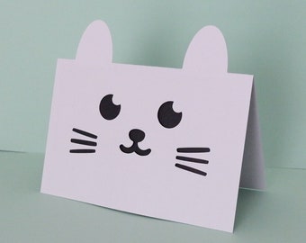 Cat Card SVG for Cricut, Blank Cat Greeting Card Template, Cute Cat Lover Card, Papercut Style Card SVG, DIY Card File