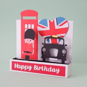 Personalisierte Queen's Guard 3D-Karte svg, personalisierte London-Thema 3D-Karte svg, Pop-up-London-Karte, London-Geburtstagskarte, 3D-London-Karte