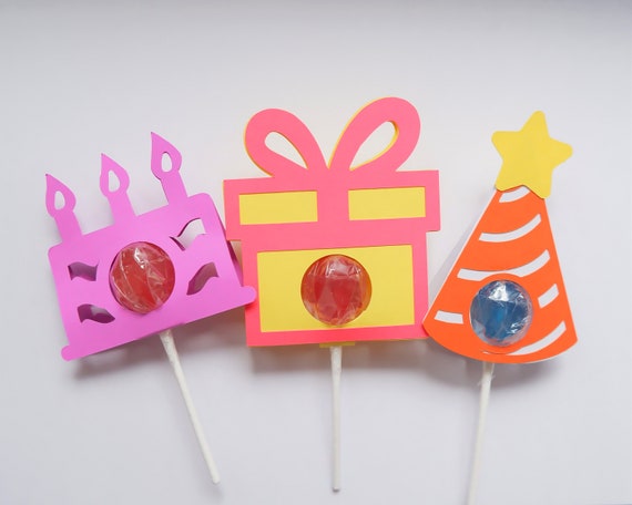 Porta lecca-lecca di compleanno in formato SVG, porta lecca-lecca per la  festa di compleanno, pacchetto porta-cioccolato, porta-ventosa in formato  SVG, festa per bambini, artigianato per bambini Cricut in formato SVG 