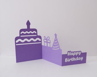 Happy Birthday 3D card, Pop Up 3D Card, SVG file, Digital cutting file, Handmade Pop Up Card, instant download