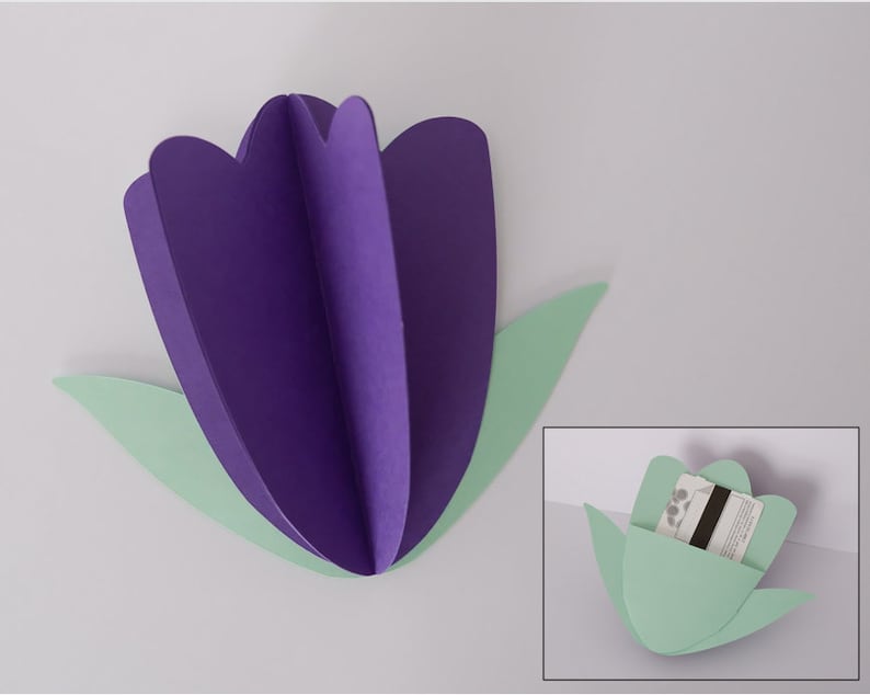 Tulip Gift Card Holder SVG, Flower Gift Card Holder, Thank You Gift ...