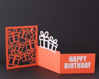 Happy Birthday 3D card, Pop Up 3D Card, SVG file, Digital cutting file, Handmade Pop Up Card, instant download