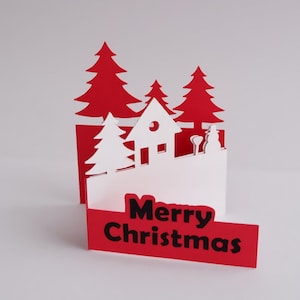 Christmas fold card SVG, 3D Pop up Christmas Card SVG, layered card, Christmas Fun Fold card, easy Christmas card, cutting file