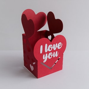 Carte 3D LOVE YOU, carte de la Saint-Valentin, carte 3D Pop Up, fichier SVG, fichier de découpe numérique, carte de boîte de Saint Valentin, carte de boîte 3D amour, fichier cricut