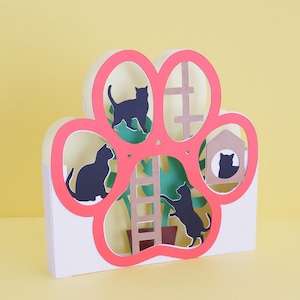 CAT 3D Pop up Card, CAT card svg, cat lover card, 3D Papercut svg Card Cut File, pop up birthday card, SVG Cricut File, kids craft