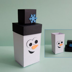 Bonhomme de neige cadeau boîte SVG, boîte de cadeau de Noël, boîte de bonbon bonhomme de neige, boîte de faveur, boîte de Noël, bonhomme de neige faveur boîte SVG, fichier de coupe