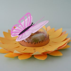 Sunflower and Butterfly Candy Holder svg, Party candy holder, Dome Size 6cm, Butterfly theme party, ornament gift SVG, Digital Download