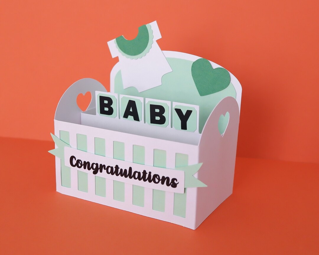 Baby Cot 3D Card SVG, Baby Shower Card, Baby Crib 3D Card Template
