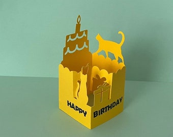 CAT 3D Pop up Box Card, CAT Box card svg, cat lover card, 3D Papercut svg Card Cut File, pop up birthday card, SVG Cricut File, kids craft