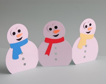 Snowmen Christmas fold card SVG, 3D Pop up Christmas Card SVG, layered card, Christmas Fun Fold card, easy Christmas card, cutting file