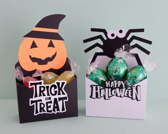 Halloween Trick or Treat box SVG,  Halloween Gift Box, Halloween Candy box, Favour Box, Halloween box, Pumpkin, Spider, Sweet box